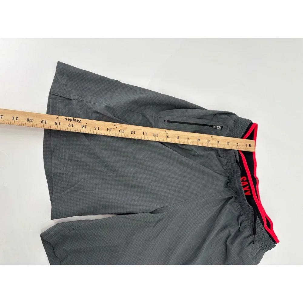 SAXX Kinetic Train 2N1 Shorts Mens Medium Gray Red BallPark Pouch Athletic Gym